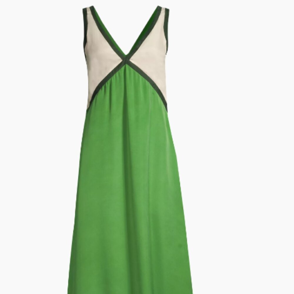 Sancia Sonora Naomi Colorblocked Maxi Dress in Bottle Green
